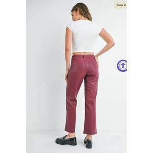 NWT!!Just Black Women's Straight Leg Jeans - Burgundy coated denim